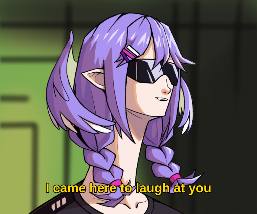 1girl, black_sweater, braid, char_aznable, commentary, english_commentary, english_text, gundam