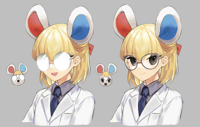 1girl, :d, absurdres, animal_crossing, animal_crossing:_new_horizons, animal_ears, black_shirt, blonde_hair