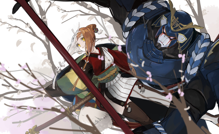 1girl, blunt_bangs, breasts, brown_hair, fate/grand_order, fate_(series), hair_ornament, hair_ribbon