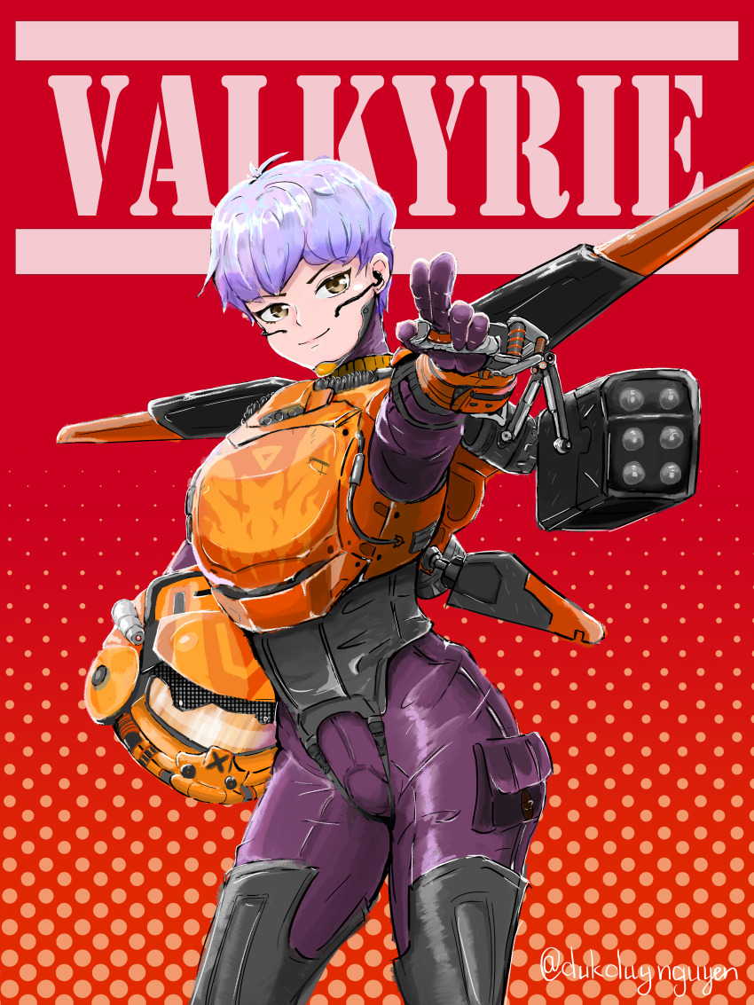 1girl, absurdres, animification, apex_legends, armor, birthright_valkyrie, bodysuit, brown_eyes