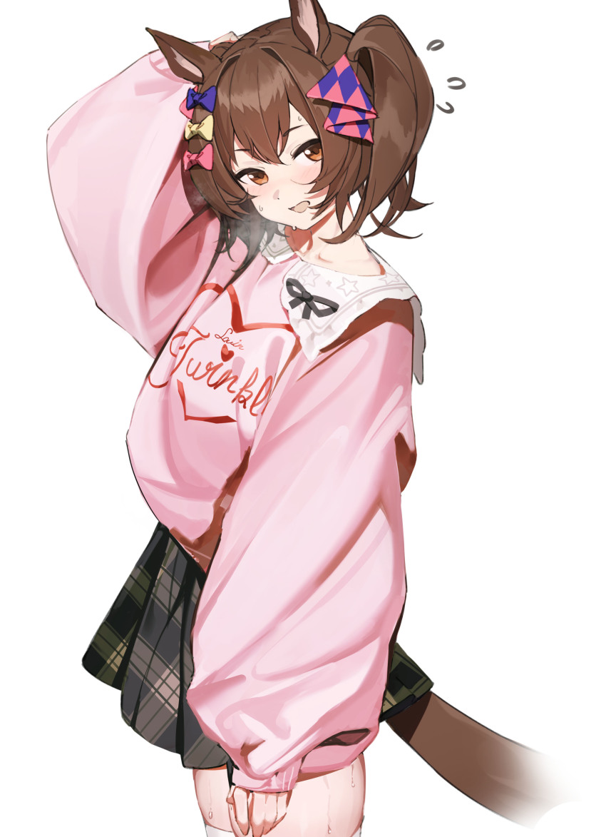 1girl, absurdres, animal_ears, bad_id, bad_twitter_id, bow, breath, brown_eyes