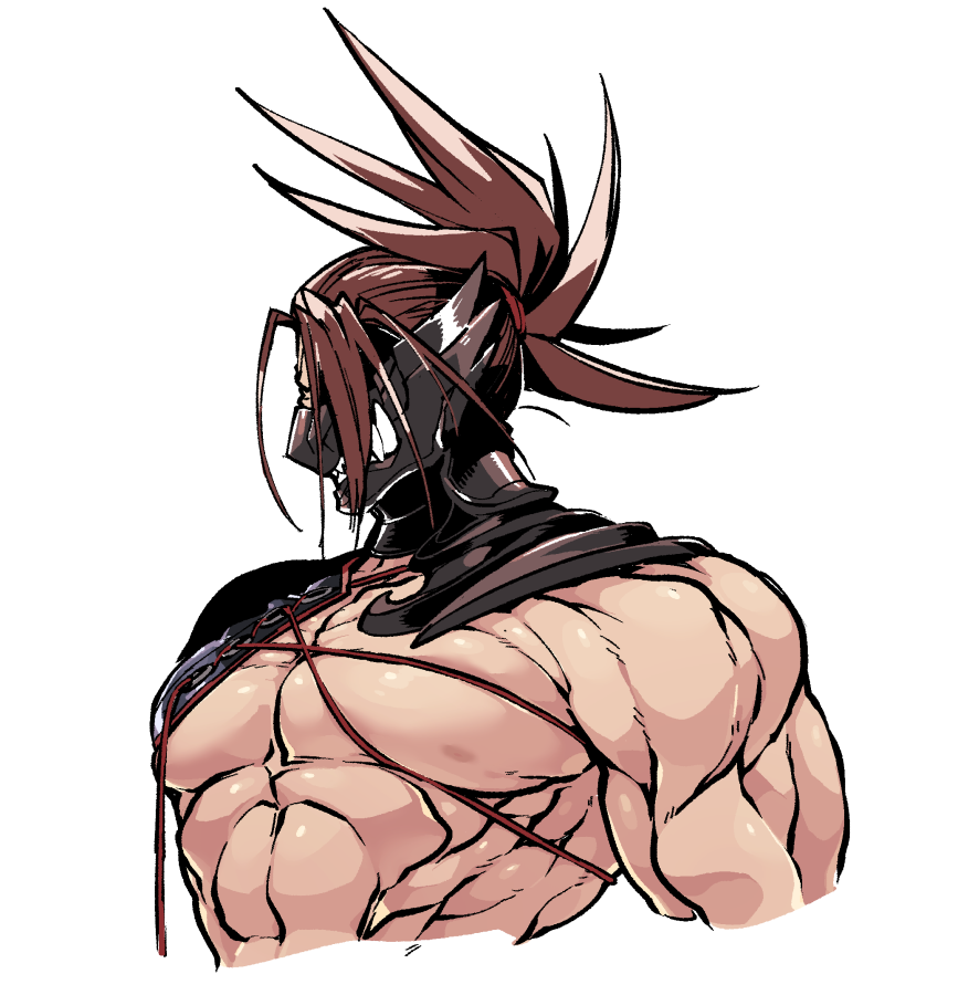 1boy, abs, bara, bare_pectorals, bare_shoulders, biceps, brown_hair, fate/grand_order