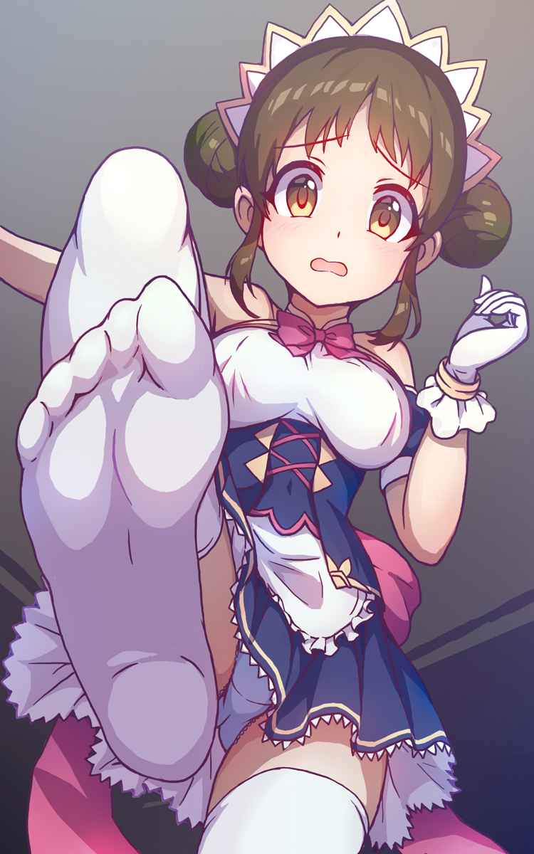 1girl, blush, breasts, brown_eyes, brown_hair, coba_(coba_xp), gluteal_fold, highres