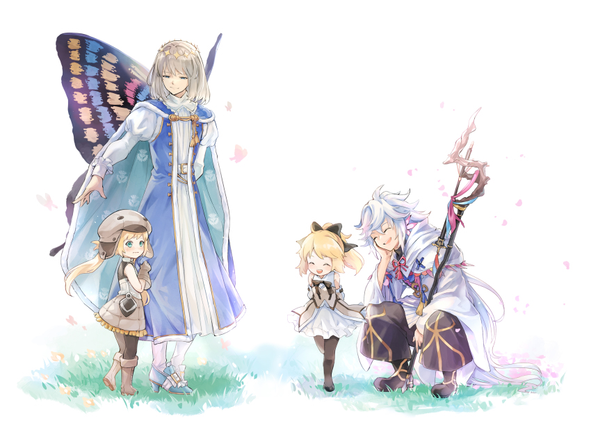 23@5, 2boys, 2girls, aged_down, arms_behind_back, artoria_caster_(fate), artoria_caster_(first_ascension)_(fate), artoria_pendragon_(fate)