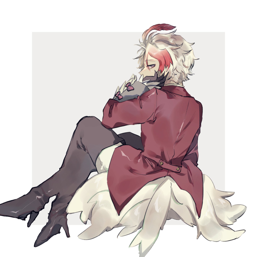 1boy, ahoge, artistic_error, black_boots, black_gloves, boots, cursed_musician, formal_clothes