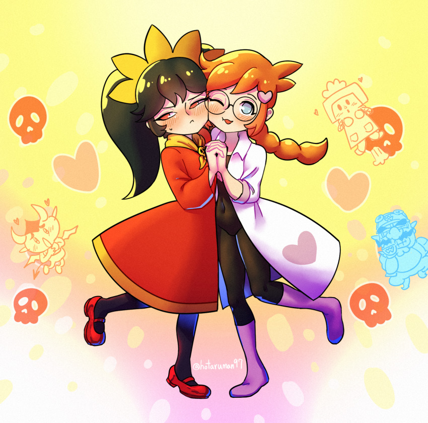 2021, :3, ashley_(warioware), black_legwear, blue_eyes, blush, boots, braid