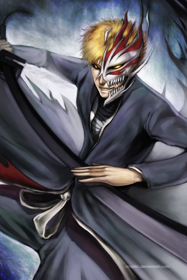 00s, 1boy, black_sclera, bleach, broken_mask, colored_sclera, hollow_ichigo, kurosaki_ichigo
