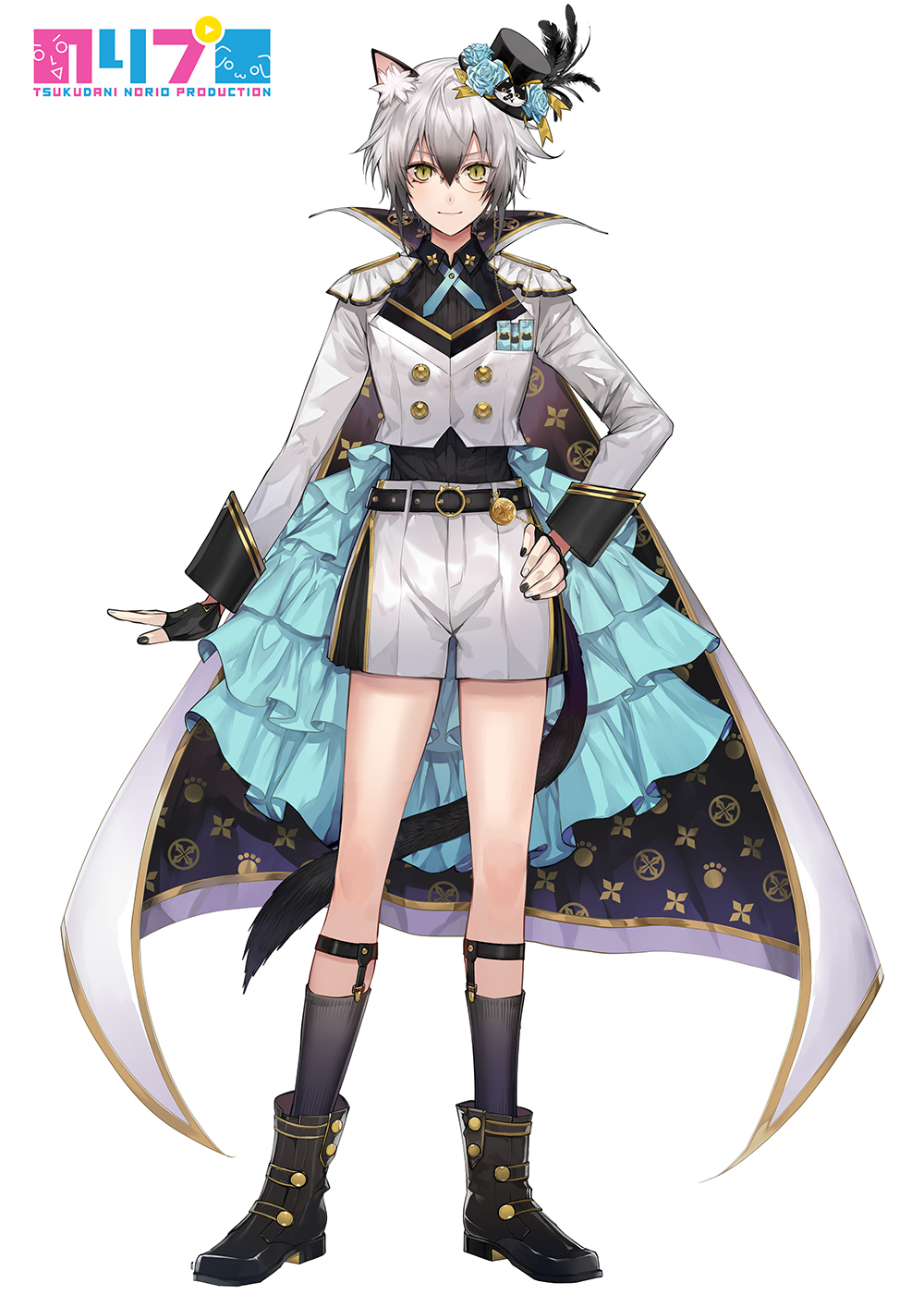 1girl, animal_ear_fluff, animal_ears, belt, black_feathers, black_legwear, black_shirt, blouse