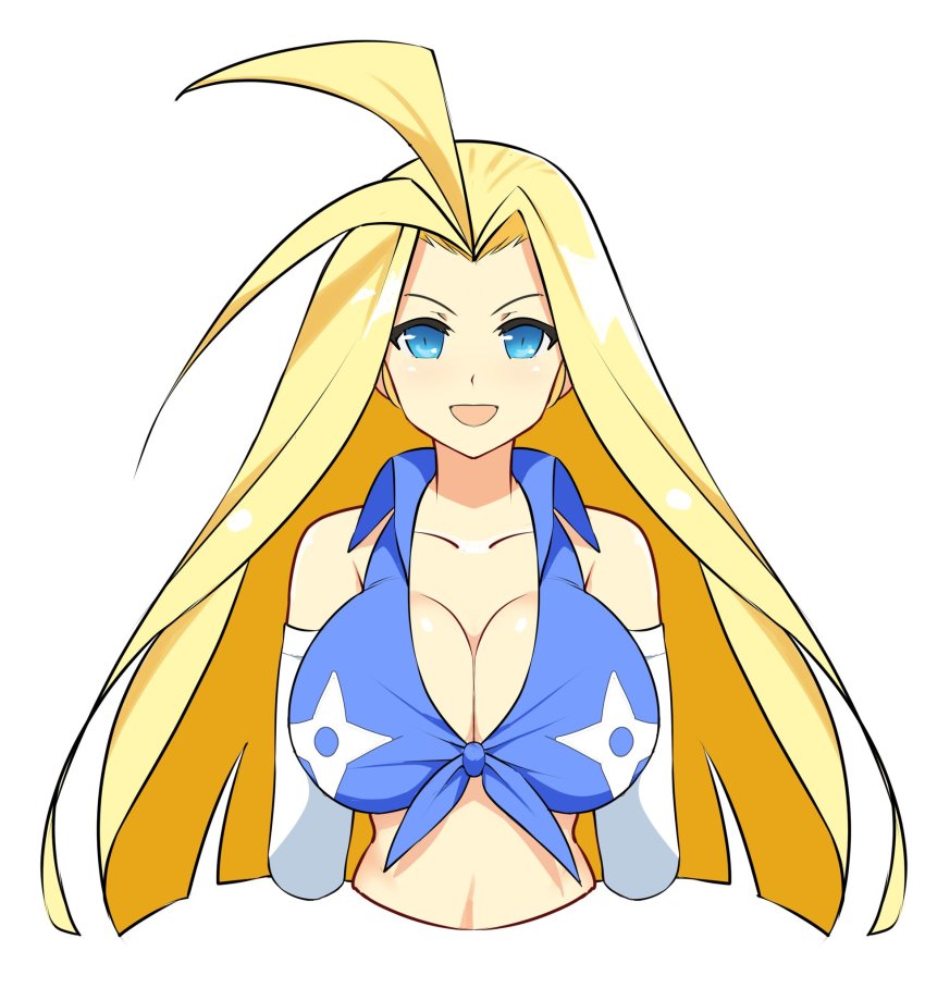 1girl, blonde_hair, blue_eyes, breasts, highres, kometoze, large_breasts, senran_kagura