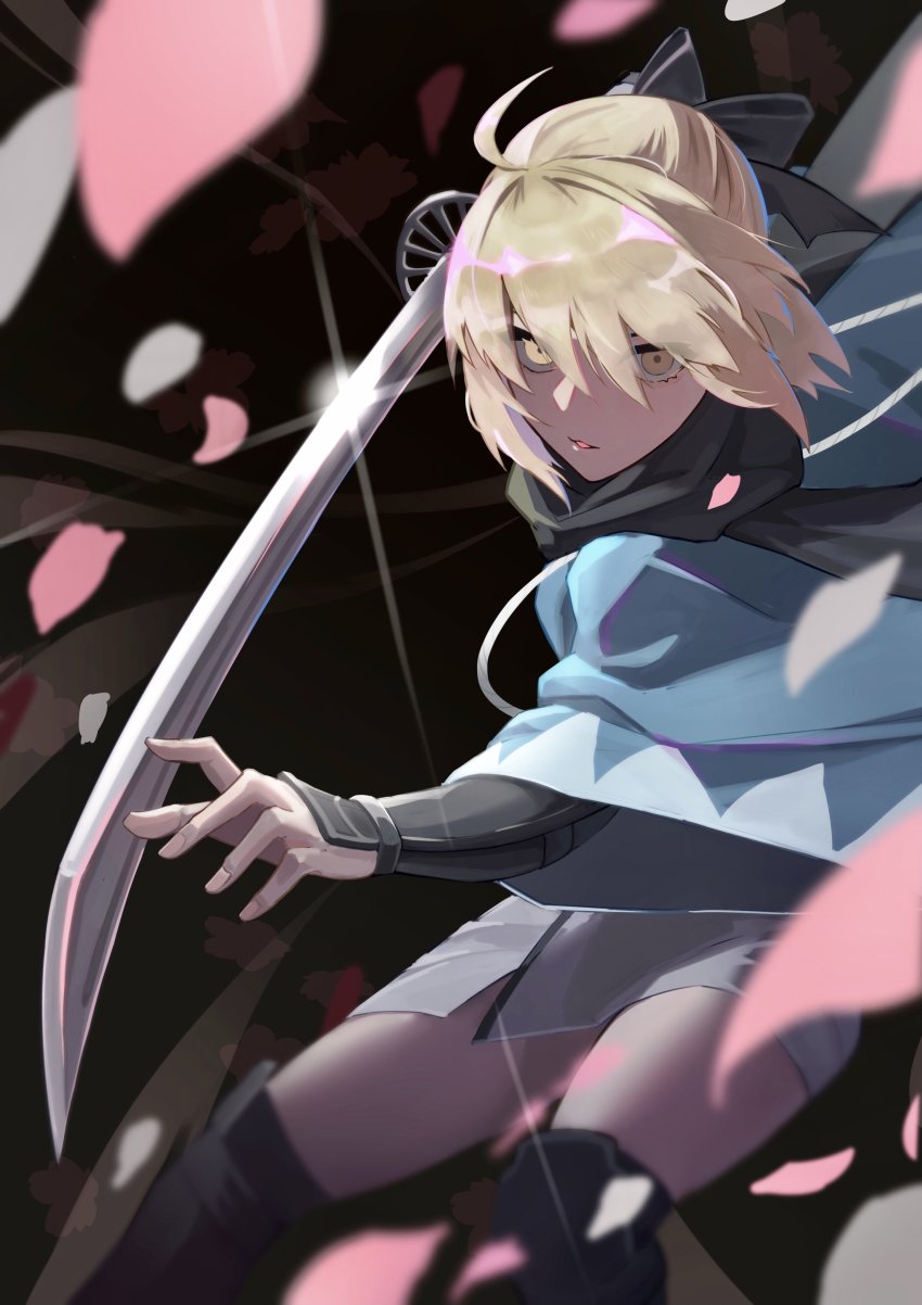 1girl, absurdres, ahoge, blonde_hair, fate/grand_order, fate_(series), haori, haruakira