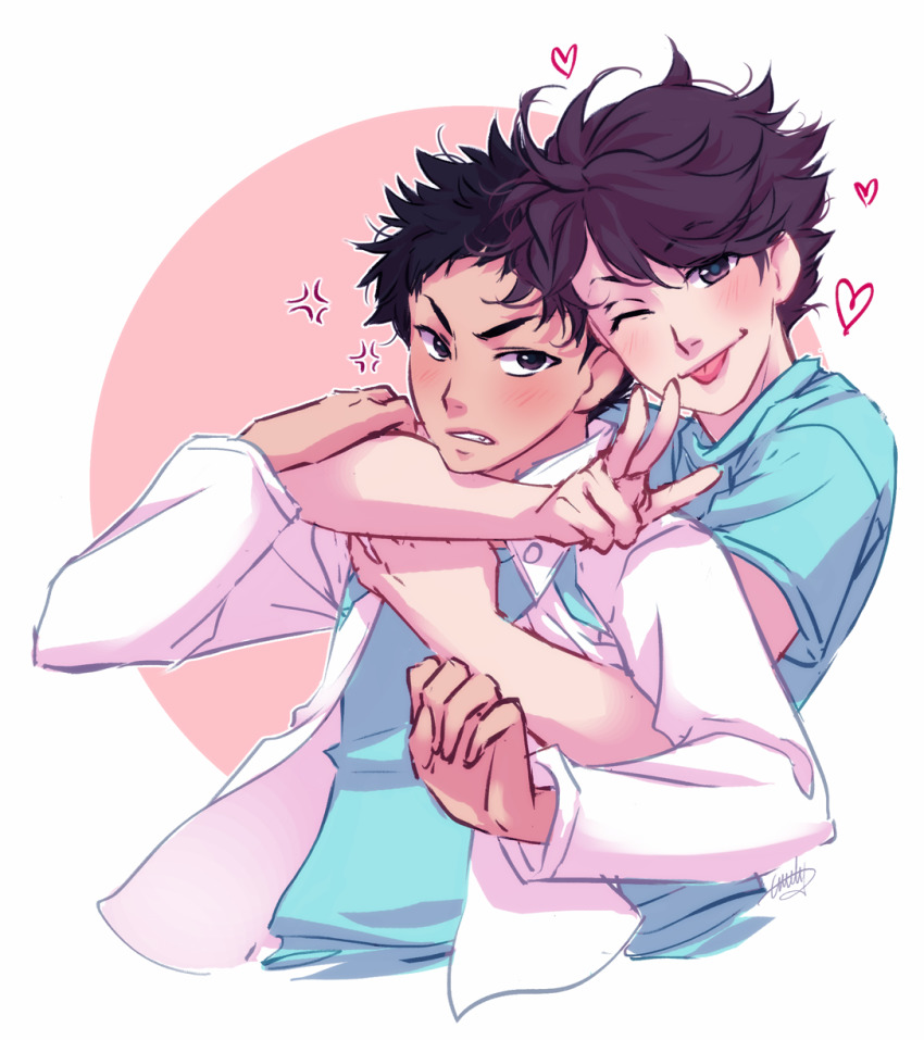 2boys, eflunn_(emilylunn), emily-fay, eyebrows, haikyuu!!, heart, highres, iwaizumi_hajime