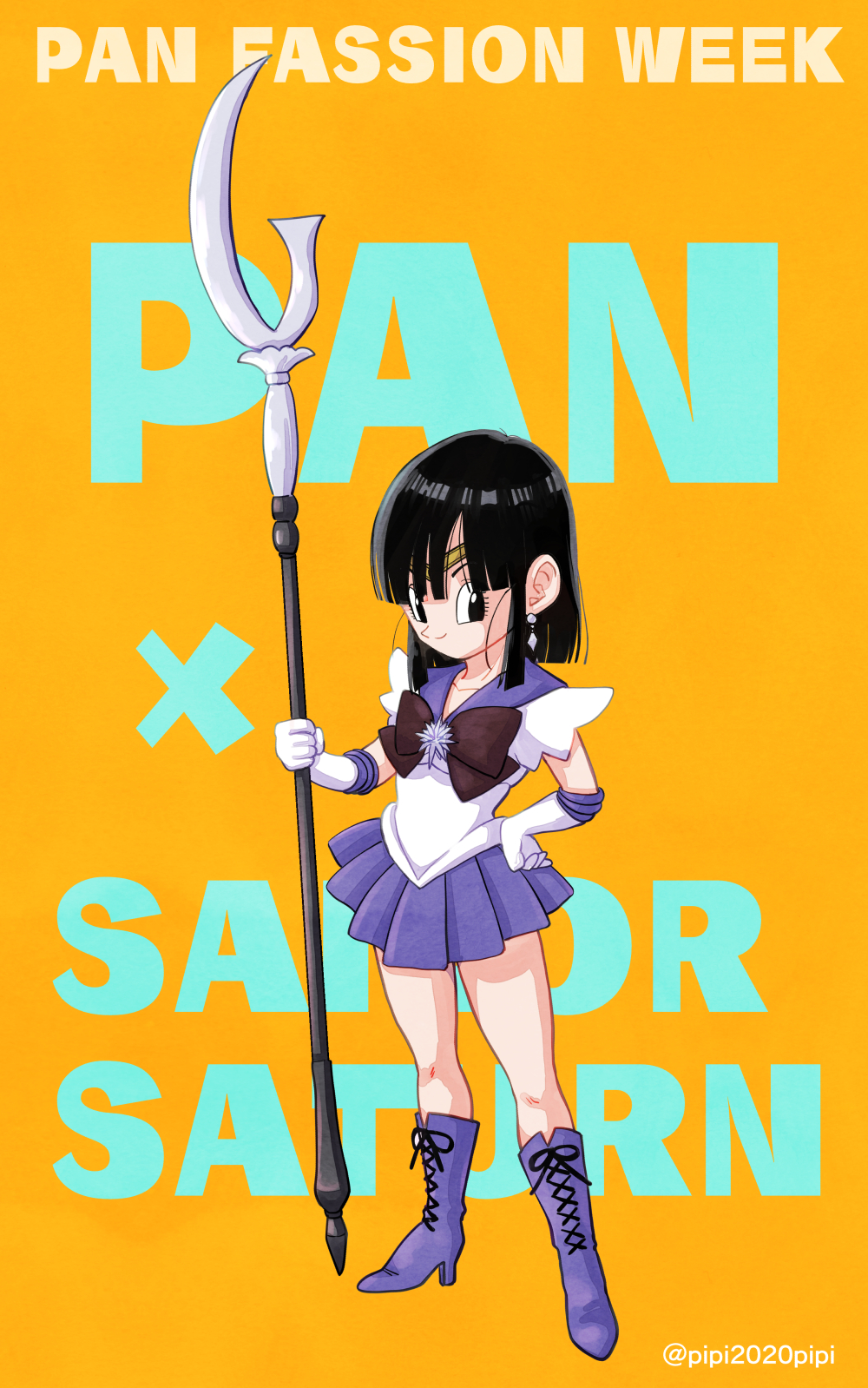 1girl, back_bow, bad_id, bad_pixiv_id, bishoujo_senshi_sailor_moon, black_eyes, black_hair, boots