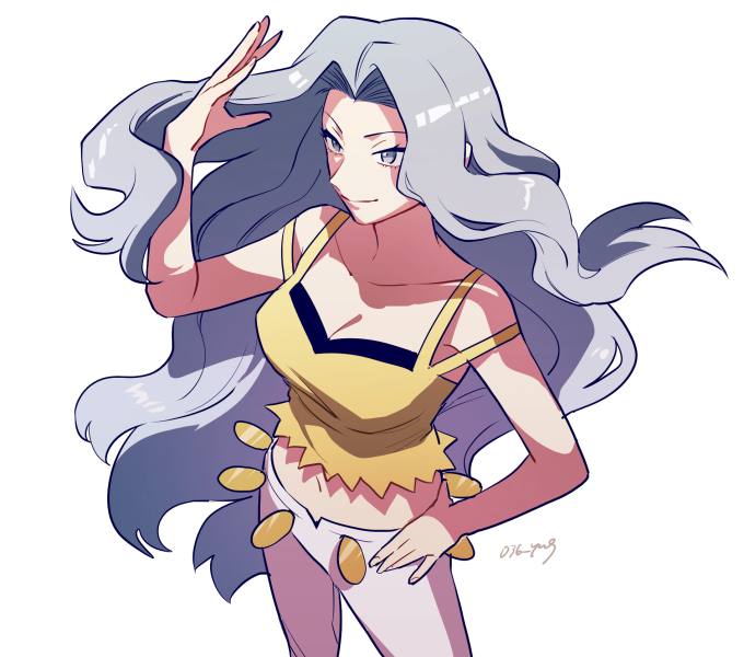 1girl, breasts, cleavage, closed_mouth, collarbone, commentary_request, eyelashes, grey_eyes