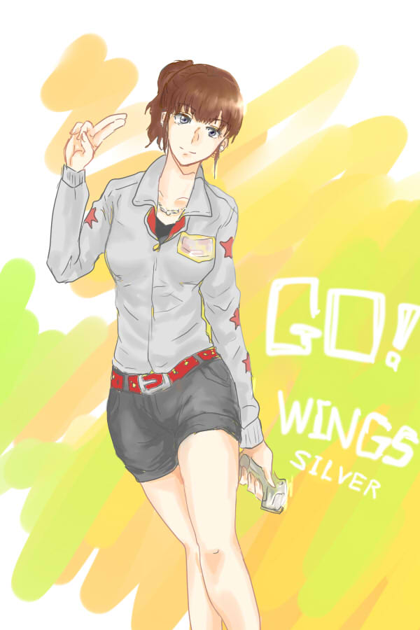 1girl, brown_eyes, brown_hair, engine_sentai_go-onger, kamemororo, super_sentai, sutou_miu, tagme