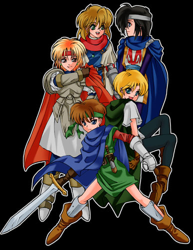 5boys, bowie_(shining_force), gauntlets, lowres, max_(shining_force), multiple_boys, sega, shining_(series), shining_force_cd, shining_force_i, shining_force_ii, tokugawa_50_dollars