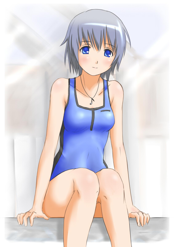 1girl, blue_eyes, blush, border, caustics, female_focus, ginjyasei, jewelry