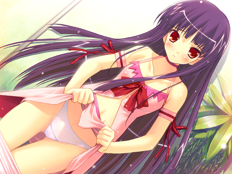 1girl, arm_strap, ayanokouji_sayaka, blush, choker, clothes_lift, clothes_pull, collarbone