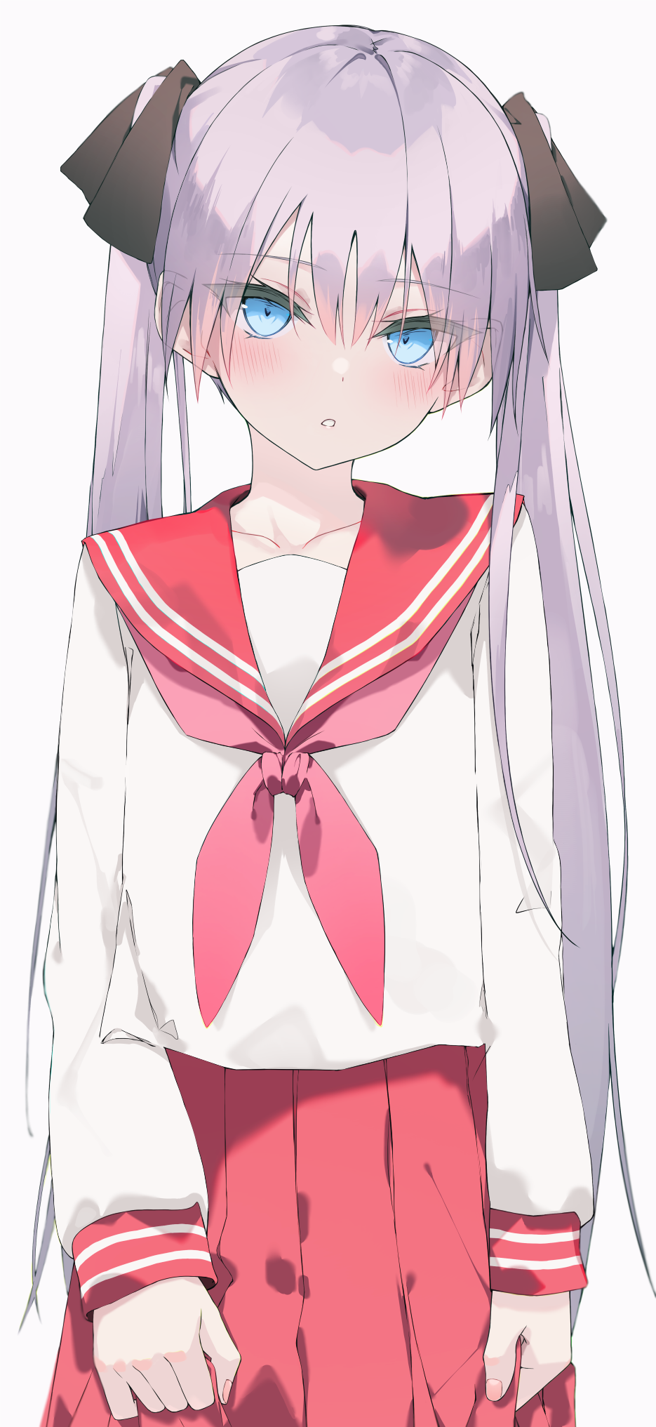 1girl, blue_eyes, commentary_request, cowboy_shot, highres, hiiragi_kagami, kakoto, long_hair