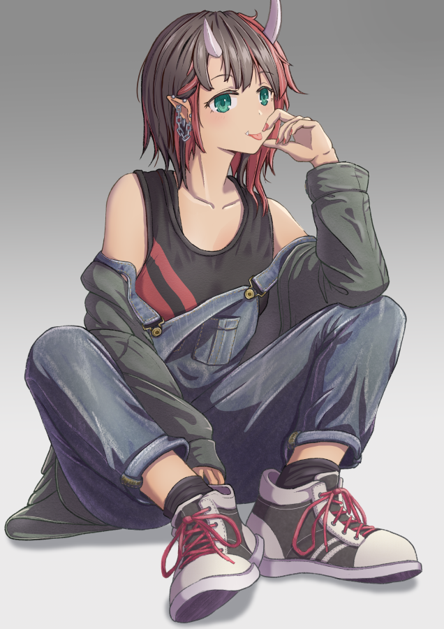 1girl, alternate_costume, black_hair, black_jacket, black_socks, black_sports_bra, blush, breasts