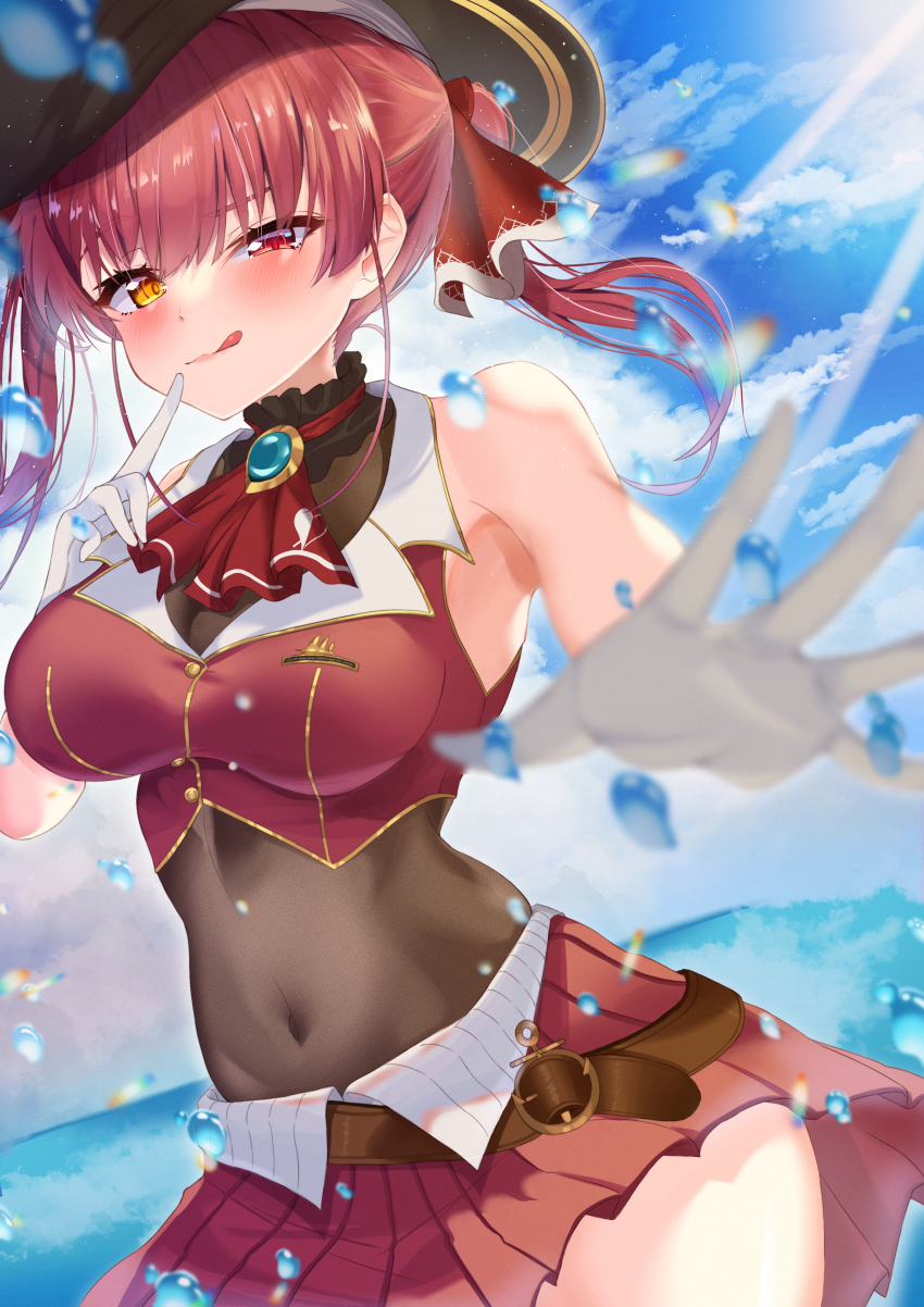 1girl, :d, absurdres, ascot, asphalt494, bad_id, bad_pixiv_id, bare_shoulders