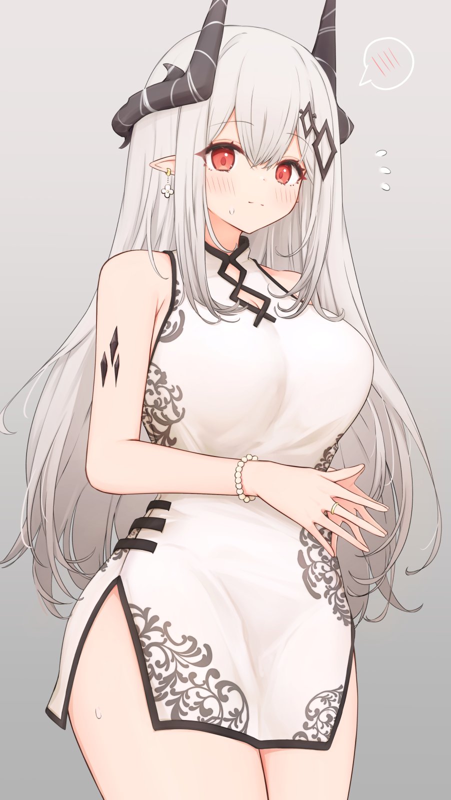 1girl, alternate_costume, arknights, bare_arms, bare_shoulders, bead_bracelet, beads, bracelet