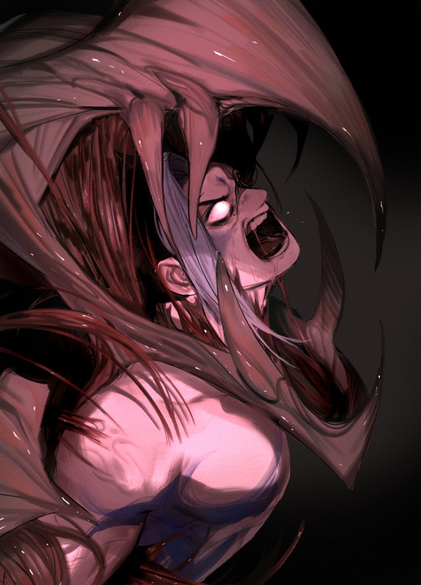 1boy, 2boys, absurdres, black_hair, blue_hair, blue_skin, bright_pupils, collarbone