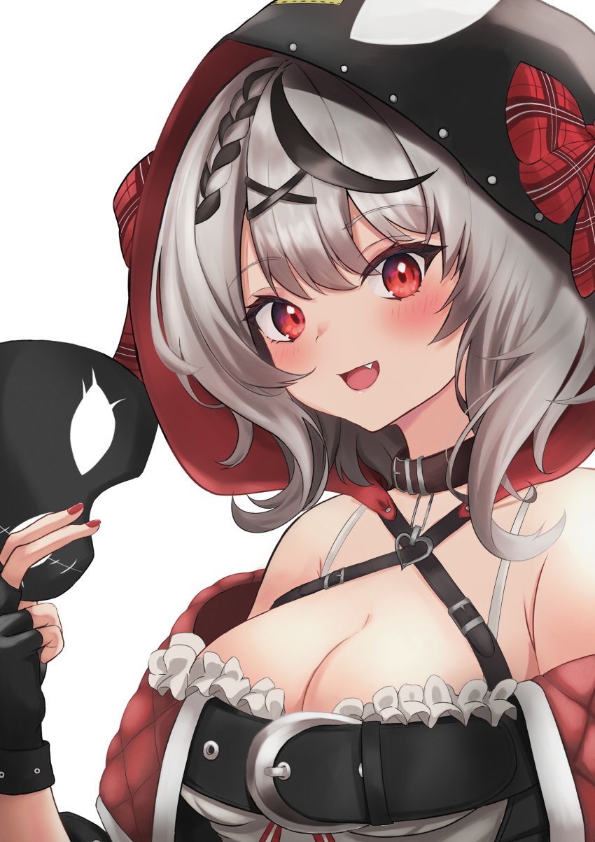 1girl, absurdres, animal_hood, belt, black_belt, black_collar, black_gloves, black_hair