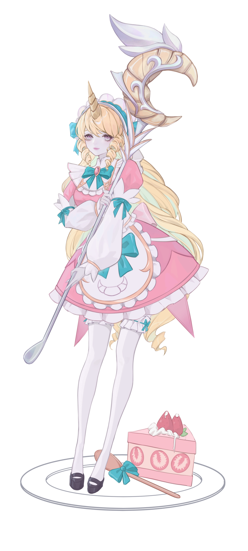 1girl, absurdres, black_shoes, blonde_hair, bow, bowtie, breasts, cafe_cuties_soraka