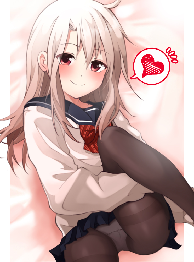 1girl, black_sailor_collar, black_skirt, blush, breasts, brown_pantyhose, fate/kaleid_liner_prisma_illya, fate_(series)