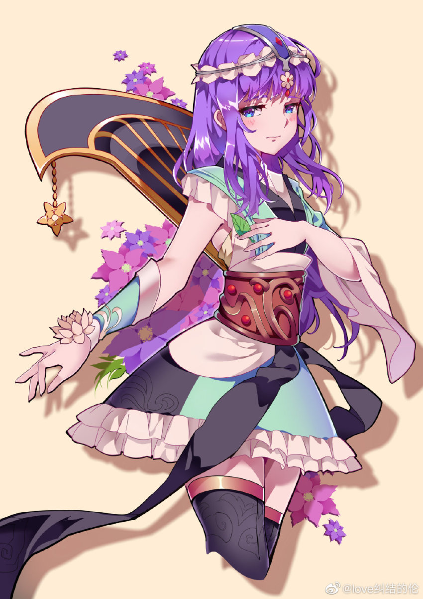 1girl, asymmetrical_sleeves, blush, chinese_clothes, dress, hair_ornament, highres, long_hair