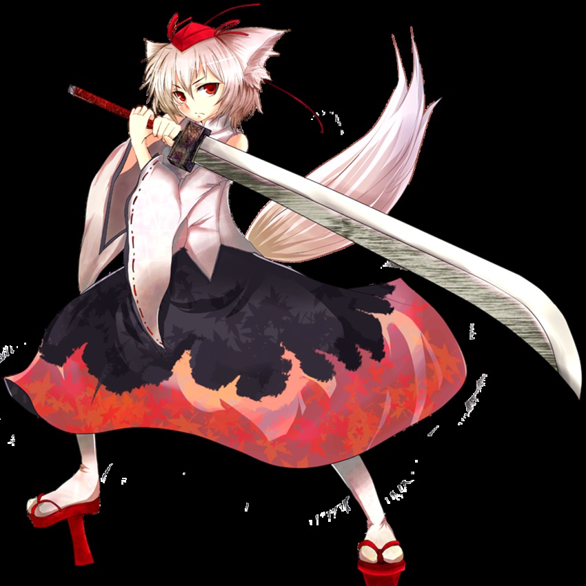 1girl, animal_ears, detached_sleeves, female_focus, full_body, geta, hat, highres