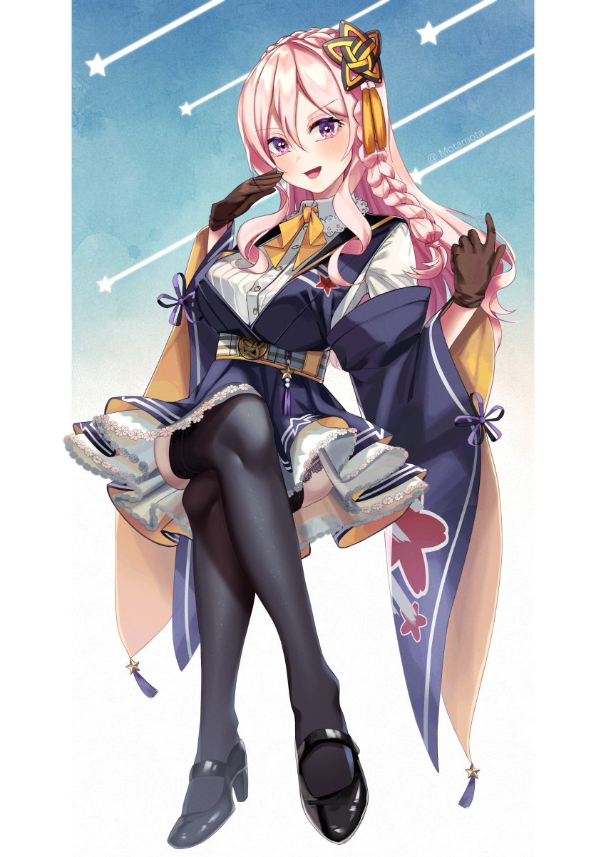 1797928123, 1girl, absurdres, ash_arms, b7a_ryuusei_(ash_arms), braid, breasts, brown_gloves