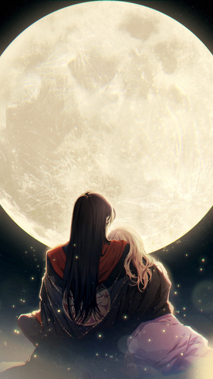 1boy, 1girl, absurdres, arm_around_shoulder, athanasia_de_alger_obelia, black_coat, black_hair, blonde_hair