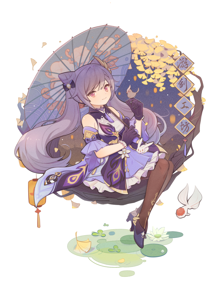 1girl, bare_shoulders, bird, bird_on_hand, blue_sky, blush, bow, brown_pantyhose