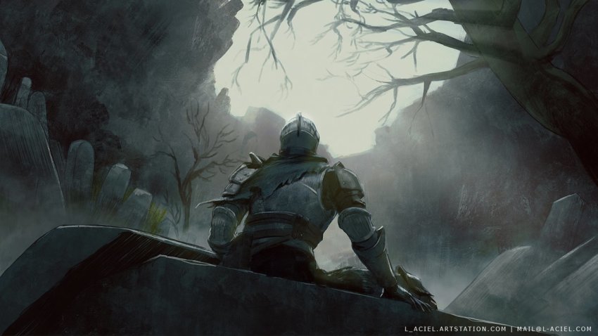 1other, armor, artist_name, bare_tree, breastplate, coffin, dark_souls_(series), dark_souls_iii