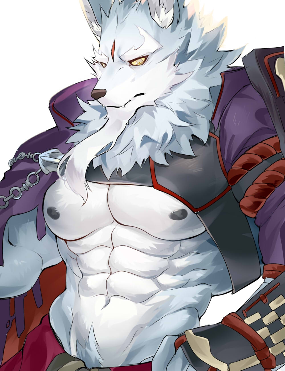 1boy, abs, animal_ear_fluff, animal_ears, ao_(chung0u0), bara, bare_pectorals, beard