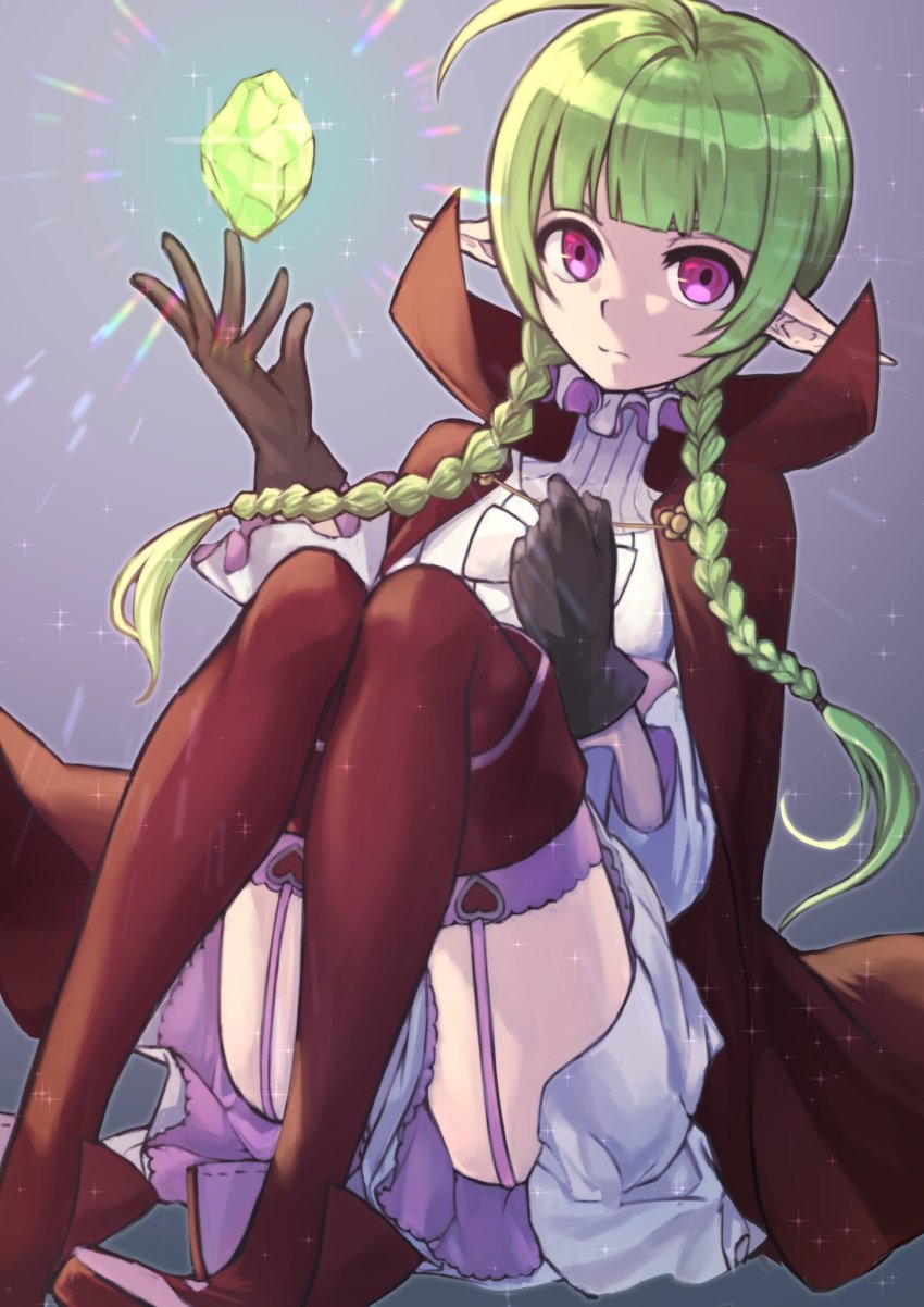 1girl, ahoge, braid, closed_mouth, fire_emblem, fire_emblem_awakening, garter_straps, green_hair