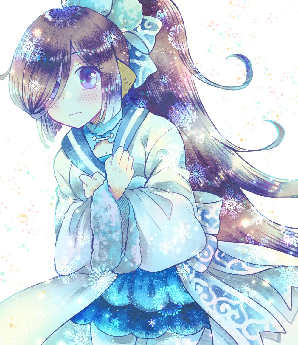 1girl, absurdly_long_hair, aquaplus, blush, breasts, choker, cleavage, closed_mouth