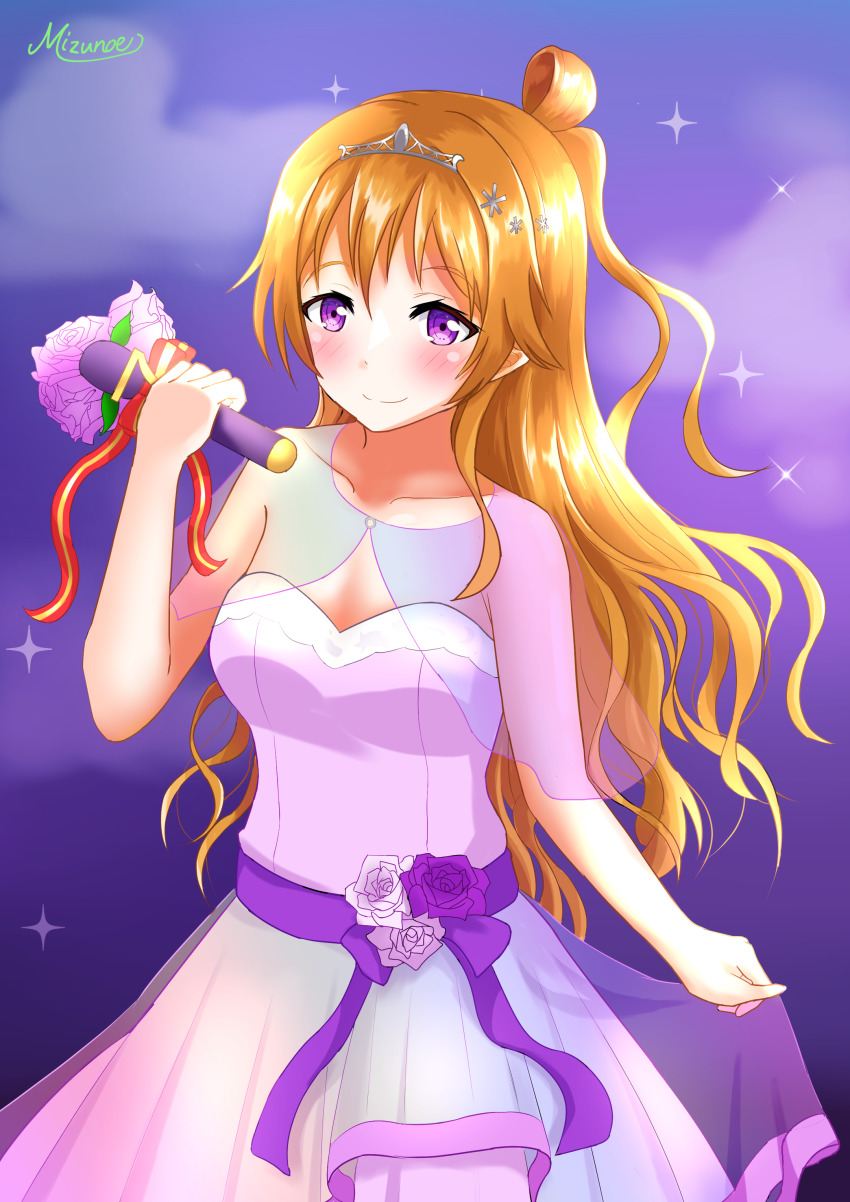 1girl, absurdres, alternate_hairstyle, artist_name, artist_request, bare_shoulders, blue_sky, blush