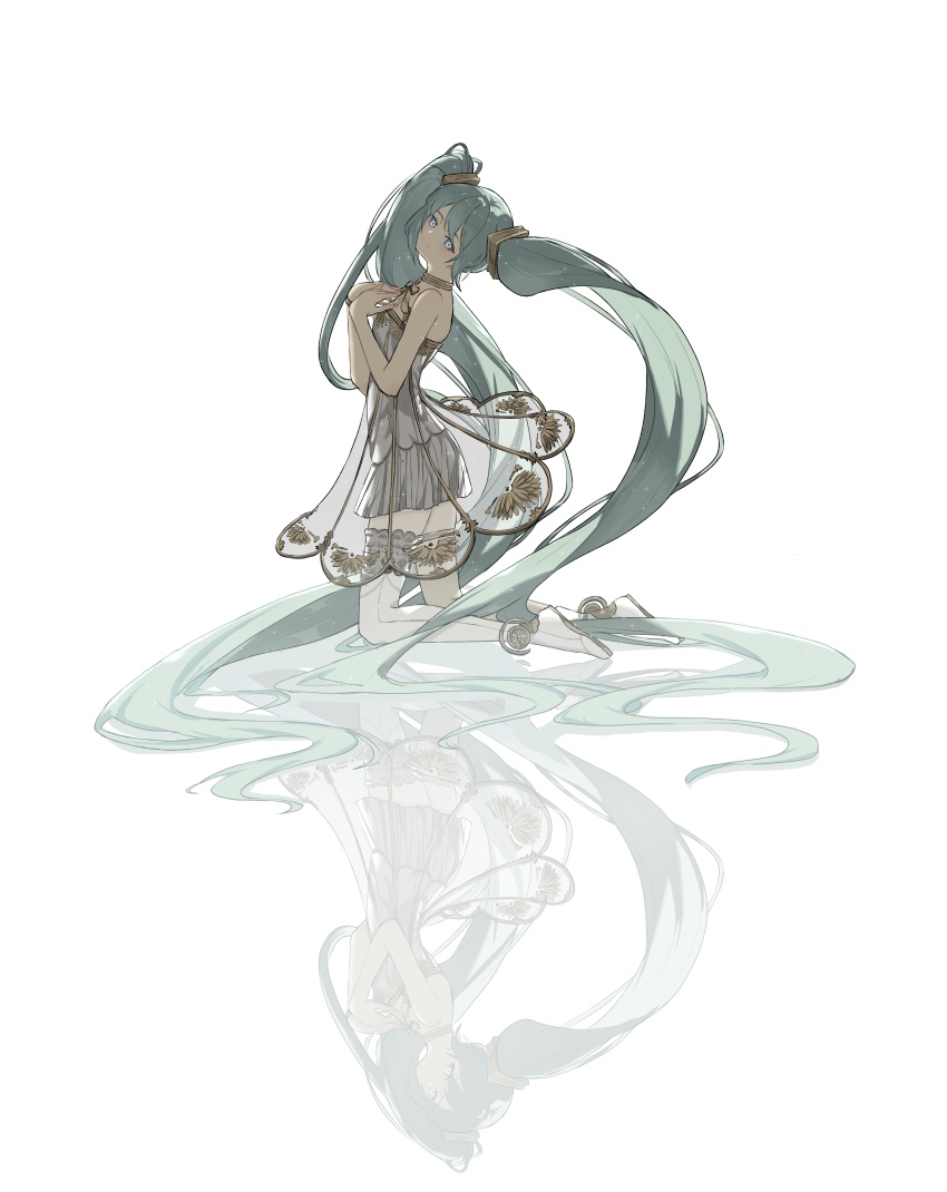 1girl, absurdly_long_hair, absurdres, aqua_eyes, aqua_hair, azuki_nako, bad_id, bad_pixiv_id