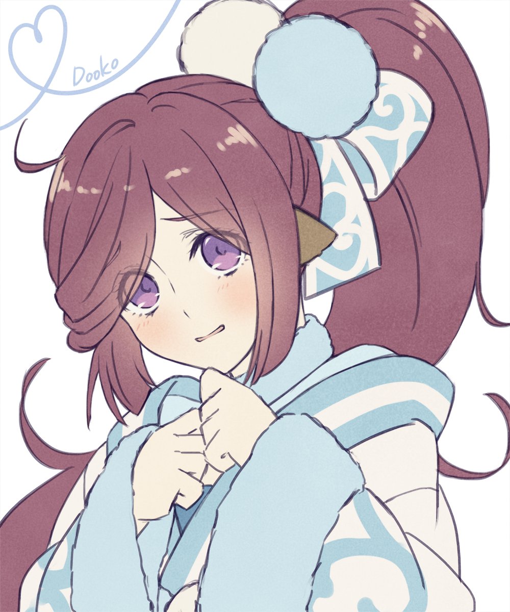 1girl, ainu_clothes, aquaplus, blush, dookoco, eyelashes, eyes_visible_through_hair, hair_ornament