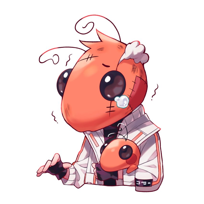 1boy, alliance_(team), black_gloves, fingerless_gloves, gloves, highres, holding, holding_stuffed_toy