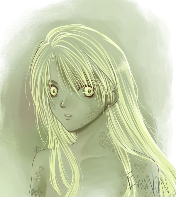 1boy, evra_von, gradient_background, green_eyes, green_hair, long_hair, male_focus, matching_hair/eyes