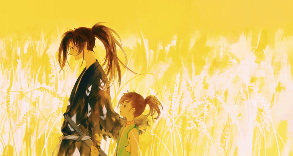 1boy, 1girl, black_hair, black_kimono, breasts, child, choker, day