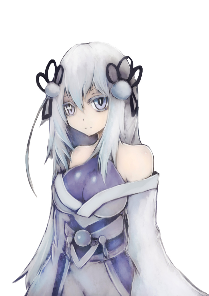 absurdres, blue_kimono, breasts, hair_ornament, highres, impossible_clothes, impossible_shirt, japanese_clothes, jitome, kimono, large_breasts, long_sleeves, mayakashi, obi, ocg, sash, shirt, sleeves_past_wrists, yuki-onna_the_ice_mayakashi, zan'ei_souryu