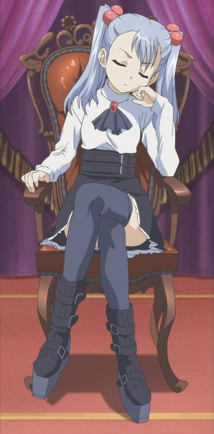 00s, absurdres, blue_hair, highres, legs, long_hair, nogizaka_haruka_no_himitsu, sitting