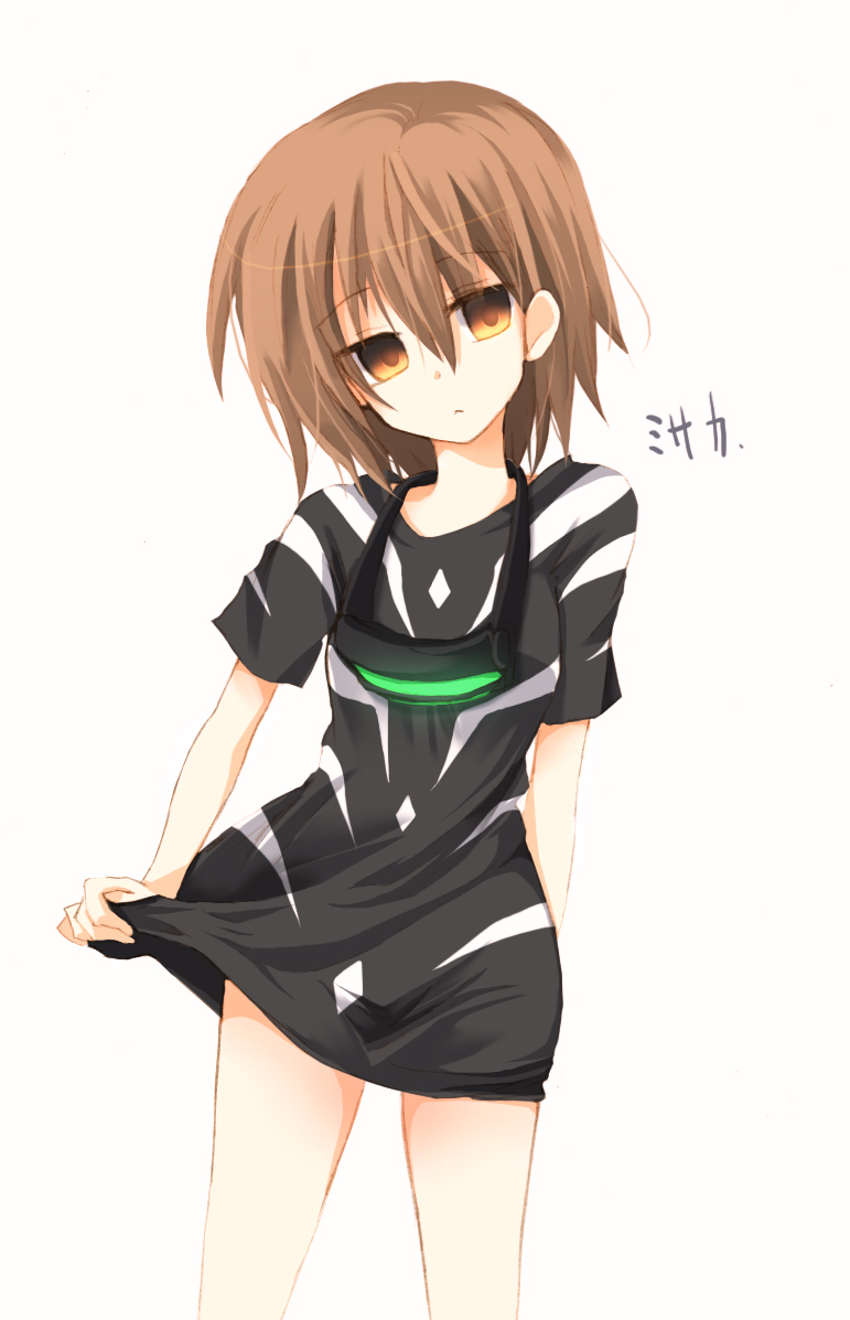 1girl, accelerator_(cosplay), accelerator_(toaru_majutsu_no_index), bad_id, bad_pixiv_id, bottomless, brown_eyes, brown_hair