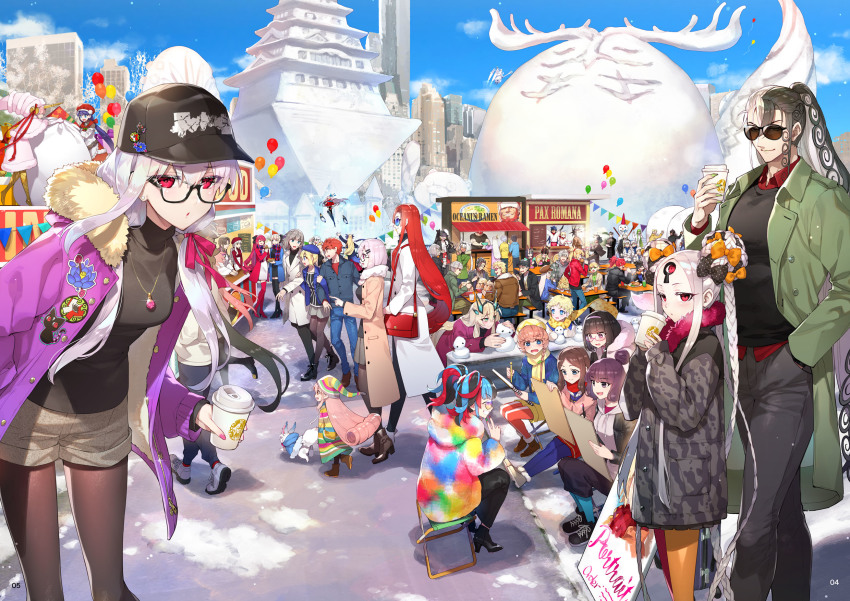 6+boys, 6+girls, abigail_williams_(fate), abigail_williams_(tour_outfit)_(fate), adapted_costume, anastasia_(fate), artemis_(fate), artoria_caster_(fate)