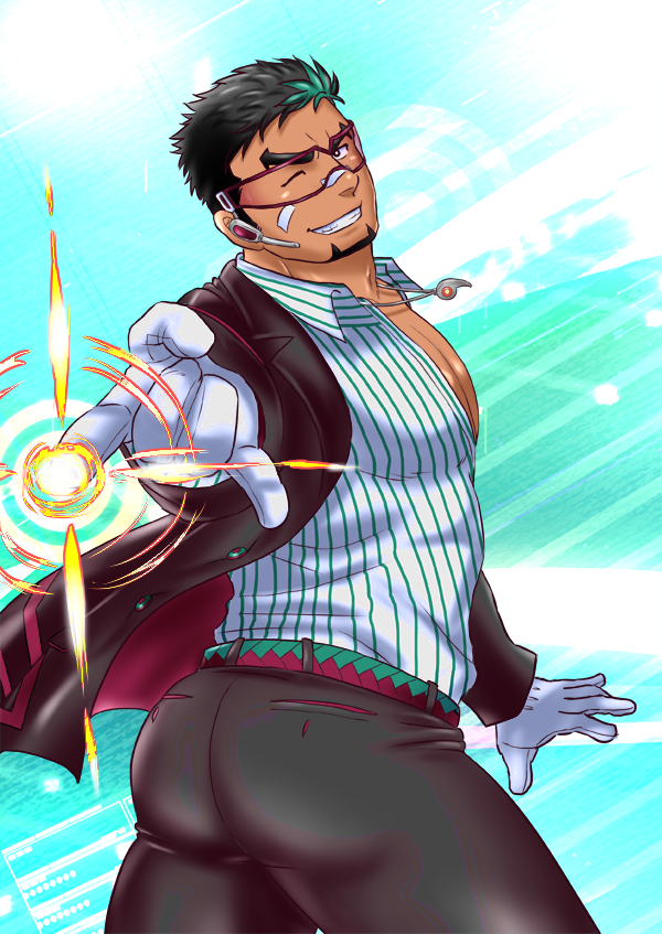 1boy, ass, bandaid, bandaid_on_face, bandaid_on_nose, bara, black_hair, cowboy_shot