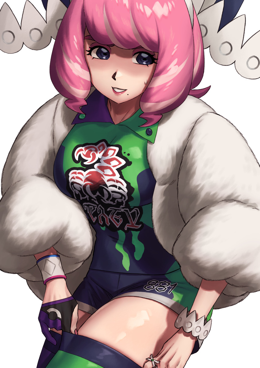 1girl, absurdres, akushitsu_ningen, bracelet, breasts, collared_shirt, commentary, dynamax_band